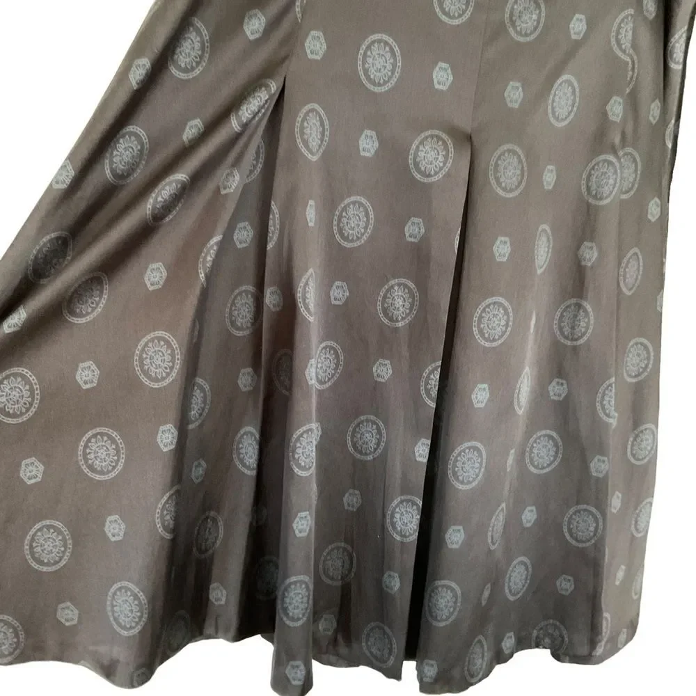 Banana Republic Factory Black Gray Medallion Print Silk Cotton Blend Skirt Sz 8